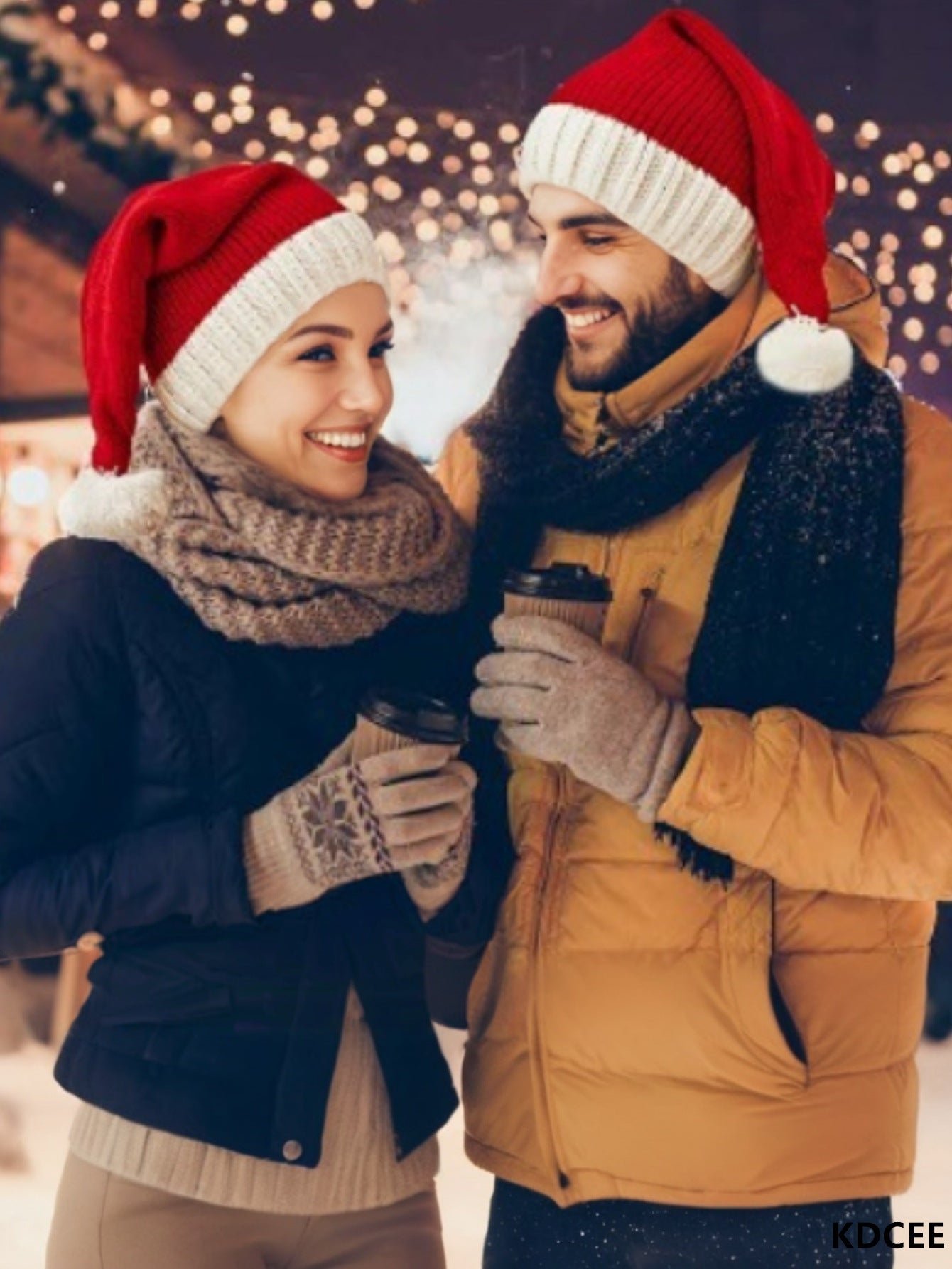 Wholesale Christmas Knitted  Winter Striped Pom-Pom Holiday Wool Hat